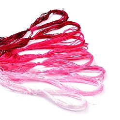 Red Real Silk Embroidery Threads, Friendship Bracelets String, 8 Colors, Gradient color, Red, 1mm, 20m/bundle, 8 bundles/set