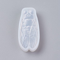 Weiß Silikonformen, Gießformen aus Harz, für UV-Harz, Epoxidharz Schmuckherstellung, Zikade, weiß, 46x22x9.5 mm, Innengröße: 20x40 mm