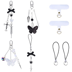 (52) Непрозрачная лаванда 4 комплекты мобильных ремешков из сплава, с акриловыми шариками, 2 заплатка для шнурка для мобильного телефона из ТПУ и 2 шт. нейлоновый шнур для изготовления петель для мобильного телефона, разноцветные, 12.1~16.2 см