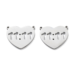 Number 304 подвески из нержавеющей стали, шарма сердца, 11:11 число, 17.5x20x1.5 мм, отверстие : 1.2 мм