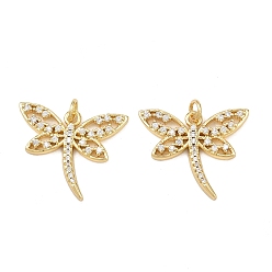 Настоящее золото 18K Латуни циркония кубической подвески, с целью перехода в кольце, стрекоза прелести, без свинца и без кадмия, долговечный, стойки покрытие, реальный 18 k позолоченный, 20x24x3 мм, отверстие : 3.5 мм