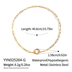 Золотой 304 Женские ожерелья с подвеской в виде кольца-скрепки из нержавеющей стали, золотые, 15.75 дюйм (40 см)