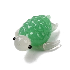 Темный Морско-зеленый Скульптура морской черепахи ручной работы в технике лэмпворк, украшения для дома, темно-зеленый, 22.5~24.5x18~19.5x9.5 мм