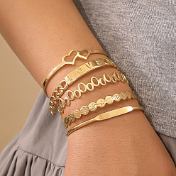 Золотой 5шт. браслеты из сплава для женщин, золотые, внутренний диаметр: 2-3/4 дюйм (6.9 см)