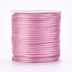 Pink Nylon Thread, Rattail Satin Cord, Pink, 1.5mm, about 38.27 yards(35m)/roll