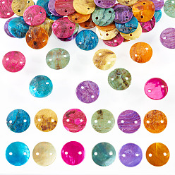 (52) Непрозрачная лаванда 60 шт. 6 цвета, окрашенные распылением, подвески-соединители из натуральной ракушки Акойя, ссылки на диски, разноцветные, 13x1.2 мм, отверстие : 1 мм, 10 шт / цвет
