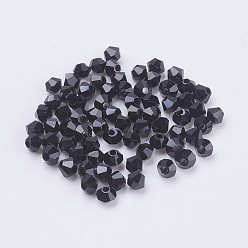 Black Imitation Austrian Crystal Beads, Grade AAA, Faceted, Bicone, Black, 3x3mm, Hole: 0.7~0.9mm
