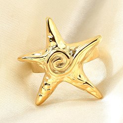 Морская звезда 304 из нержавеющей стали манжеты кольца, золотые, для женщин, морская звезда, 26x25 мм, внутренний диаметр: 18 мм
