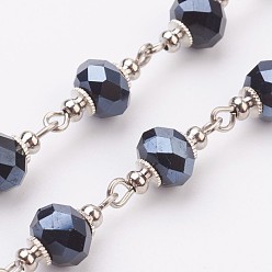 Черный Граненый бокал из бисера, несварные, с железным штифтом и пластиковой заглушкой, платина, чёрные, 39.37 дюйм, 1 м / прядь