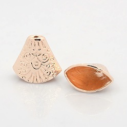 Or Rose Cônes de billes en alliage sans nickel et sans plomb, plaqué longue durée, pendentif pompon, apetalous, or rose, 18~19x19.5~20x11mm, Trou: 2mm, diamètre intérieur: 8~10x18 mm