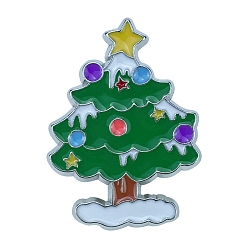 Arbre de Noël Broches en alliage de platine sur le thème de Noël, épingles en émail, arbre de Noël, 33x24mm