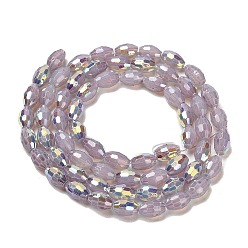 Thistle Baking Painted Glass Beads Strands, Imitation Opalite, Faceted, AB Color, Oval, Thistle, 4x6mm, Hole: 0.8mm, about 69pcs/strand, 16.54~16.73''(42~42.5cm)