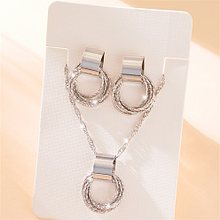 Нержавеющая Сталь Цвет Комплекты из колье и серег-гвоздиков из сплава колец, цвет нержавеющей стали, 440 мм