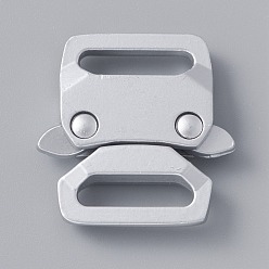 Matte Platinum Color Alloy Side Release Buckles, Survival Bracelet Clasps, with Alloy Findings, Matte Platinum Color, 29.8x28.2x6.5~6.8mm, Hole: 3.5x16mm