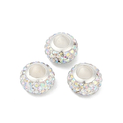 Прозрачный Сплав горный хрусталь глина паве бусины, рондель, прозрачные, 11.5x7.5 мм, отверстие : 5 мм