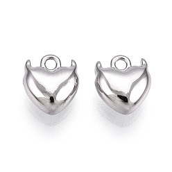 Нержавеющая Сталь Цвет 304 прелести нержавеющей стали, амулет дьявольского сердца, анти-тускнение, цвет нержавеющей стали, 8x7x4 мм, отверстие : 1.2 мм