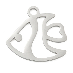 Fish Не тускнеющие 304 подвески из нержавеющей стали, лазерная резка, цвет нержавеющей стали, очарование морских животных, рыба, 24x25x1 мм, отверстие : 3 мм