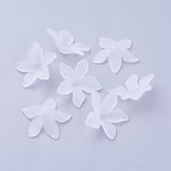 Clear Transparent Acrylic Beads, Frosted, Flower, Clear, 27x7mm, Hole: 1.2mm, about 560pcs/500g