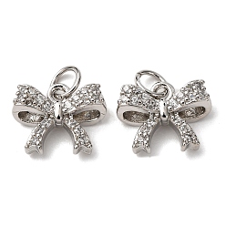 Платина Латунные Мирко проложить кубического циркония подвески, с целью перехода в кольце, бантом прелести, стойки покрытие, долговечный, без свинца и без кадмия, платина, 10x12.5x4.5 мм, отверстие : 3.5 мм