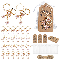 Light Gold 90 шт. брелки с цветочным рисунком из эмалевого сплава, с железными кольцами и подарочными пакетами из бумажных карточек и органзы и джутовым шнуром, золотой свет, 84 мм