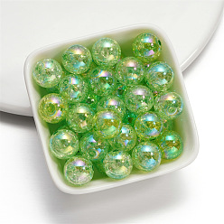 Green Baking Paint Crackle Glass Beads, Round, Green, 16mm, Hole: 2mm, 10pcs/bag