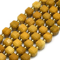 Моокаит Нитка бусин из натурального желтого мукаита, граненые, кубические, 6.5~7.5x6.5~7.5x6.5~7.5 мм, отверстие : 1.2 мм, около 43~44 шт / нитка, 15.35''~15.55'' (39~39.5 см)