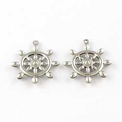 Stainless Steel Color Tarnish Resistant Helm 201 Stainless Steel Pendants, Smooth Surface, Stainless Steel Color, 24x21x3mm, Hole: 1.5mm