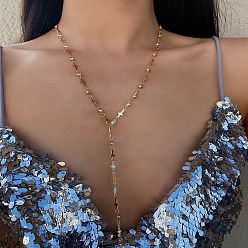 Золотой Крест латунный с ожерельями-лариатами из стразов, золотые, 30.51 дюйм (77.5 см)