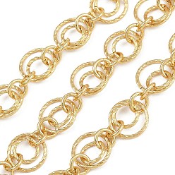 Настоящее золото 18K Латунные текстурированные кольцевые цепи, с катушкой, несварные, без свинца и без кадмия, долговечный, без свинца, без никеля и без кадмия, реальный 18 k позолоченный, 7~13x1.2~1.5 мм
