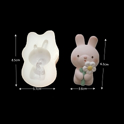 Rabbit DIY Display Silicone Molds, Resin Casting Molds, For UV Resin, Epoxy Resin Jewelry Making, White, Rabbit, 85x57mm, Inner Diameter: 63x36mm