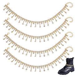 Oro 4 Cadenas para correas de botas con borlas de diamantes de imitación de hierro, con broches de langosta de la aleación de la garra, dorado, 285 mm