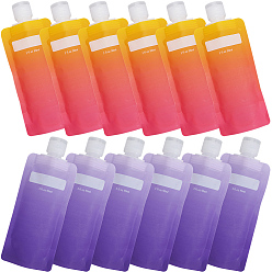 Mixed Color 12Pcs 2 Colors Plastic Travel Bags, Empty Refillable Bags, Rectangle with Caps, for Cosmetics, Mixed Color, 16.5x7cm, Capacity: 90ml(3.04fl. oz), 6pcs/color 