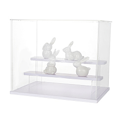 Clear Transparent Plastic Minifigures Display Case, 3-Tier Holder Risers for Models, Building Blocks, Doll Display, Rectangle, Clear, Finished Product: 31.5x21.5x26cm
