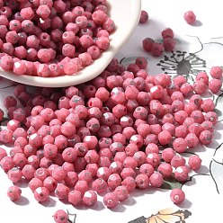Ярко-Розовый Краска для выпечки пикассо стеклянные бусины, двухконусные, ярко-розовый, 4.5x4 мм, отверстие : 1.1 мм, Около 6428 шт / фунт
