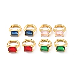 (52) Непрозрачная лаванда Прямоугольные серьги-кольца с фианитами, настоящие позолоченные украшения из латуни для женщин, без свинца, без кадмии и без никеля, разноцветные, 18 мм, штифты : 11.5x14x6 мм