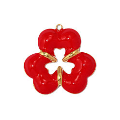 Красный 304 нержавеющей стальной эмали подвески, шарма сердца, реальный 18 k позолоченный, ионное покрытие (ip), долговечный, красные, реальный 18 k позолоченный, 25x24 мм, отверстие : 1.4 мм