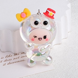 Прозрачный Непрозрачной акриловые большие подвески, лягушка, прозрачные, 56x39x32 мм