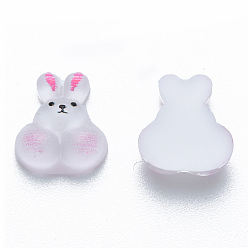 Hot Pink Translucent Resin Cabochons, Printed, Rabbit, Hot Pink, 11x10x3.5mm