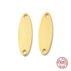 Real 18K Gold Plated 925 Sterling Silver Links, Chain Tabs, with 925 Stamp, Real 18K Gold Plated, 13x4x0.6mm, Hole: 1mm