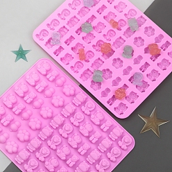 Бледно-Розовый 60-формы для расплава воска из силикона с полостями для животных, для изготовления поделок из сургучной печати своими руками, прямоугольный лев, медведь и лапа, смешанные узоры, розовый жемчуг, 205x155x10 мм