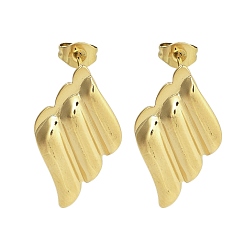 Настоящее золото 18K Ионное покрытие (ip) 304 серьги-гвоздики из нержавеющей стали для женщин, ромб с полоской, реальный 18 k позолоченный, 13x15 мм