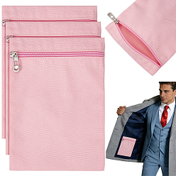 Pink Canvas Cloth Zipper Bags, Rectangle, with Alloy Finding for Clothes Sewing, Pink, 22x15x0.2cm