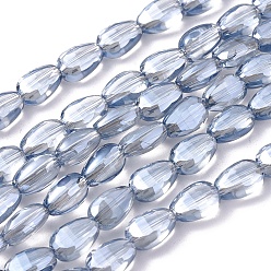 лаванда Стеклянные бусины с гальваническим покрытием , гальваническое покрытие, граненые, слеза, лаванда, 9x6x4.5 мм, отверстие : 1.2 мм, около 79 шт / нитка, 27.17 дюйм (69 см)