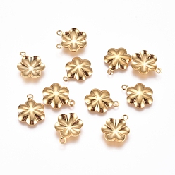 Golden 304 Edelstahl Anhänger, Blume, golden, 13.5x10x1.7 mm, Bohrung: 1.2 mm