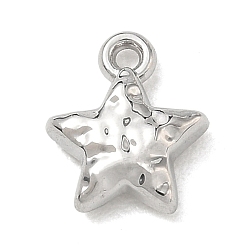 Platinum Alloy Charms, Hammered Star Charms, Platinum, 10.5x9x3mm, Hole: 1.2mm