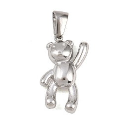 Нержавеющая Сталь Цвет 303 подвески из нержавеющей стали, брелок в виде плюшевого мишки, цвет нержавеющей стали, 22x14x4.7 мм, отверстие : 5.7x3 мм