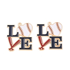 Морской Синий Спортивные сплавы эмалированные подвески, словесные любовные чары, золотой свет, Marine Blue, 24.5x22x1.5 мм, отверстие : 1.2 мм