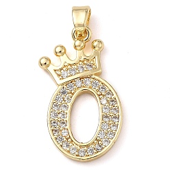 Letter O Стойка металлическая латунная микропрофилированная кубическая циркония подвески, долговечный, без свинца и без кадмия, реальный 18 k позолоченный, Письмо O, 22~24x12~22x2 мм, отверстие : 3x4 мм