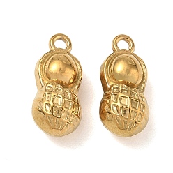 Real 18K Gold Plated 304 Stainless Steel Pendants, Peanut Charms, Ion Plating(IP), Real 18K Gold Plated, 18x8x8mm, Hole: 2mm