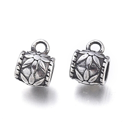 Antique Silver 304 Stainless Steel Tube Bails, Loop Bails, Bail Beads, Column, Antique Silver, 10x7.5x6mm, Hole: 1.8mm, Inner Diameter: 4mm